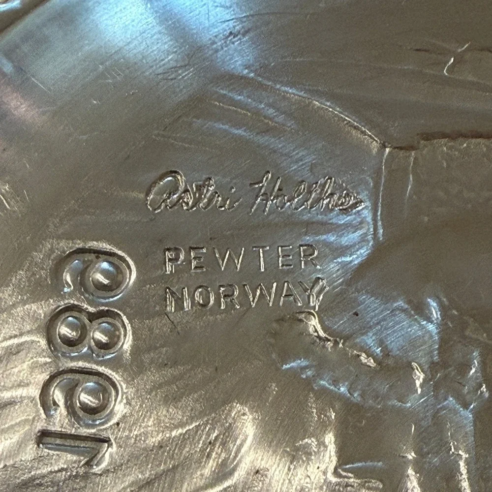 A. Holthe Norway Pewter Plate Julen 1989 Christmas Plate with Box‎ Collectible